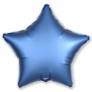 Сатин синяя лазурь фольгированная звезда 46 см