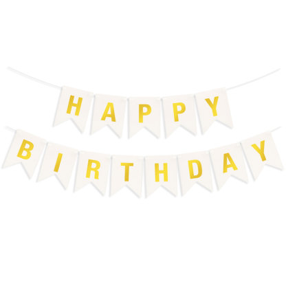 Гирлянда Флажки, Happy Birthday! 200 см. Золото