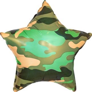 Фольгированная звезда 46 см, Камуфляж, зелёная