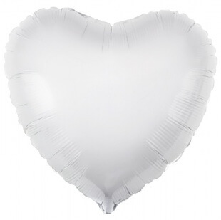 Белое фольгированное сердце 46 см