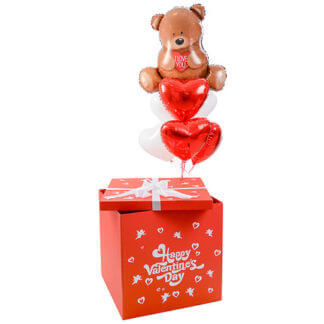 Коробка с шарами Мишка с сердцем