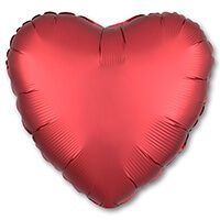 Сатин красное фольгированное сердце 46 см