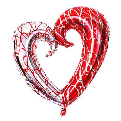 Красно-белое фигурное сердце, 90 см