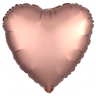 Сатин розовое золото фольгированное сердце 46 см