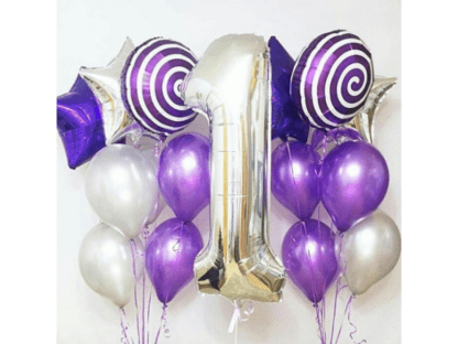 Набор шаров на день рождения и цифрой Фиолетовая иллюзия