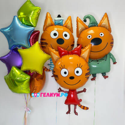 Комплект воздушных шаров «Три кота со звёздами»