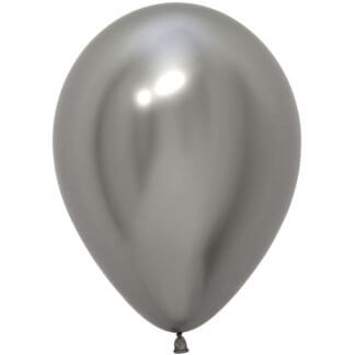 Латексный шар 30 см, хром, серебряный