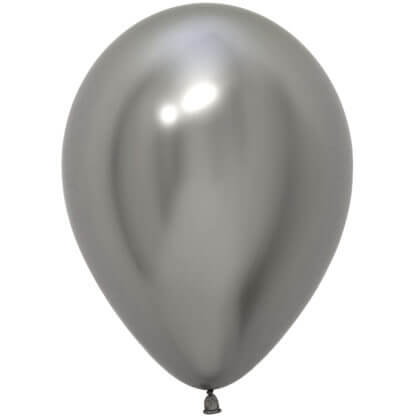Латексный шар 30 см, хром, серебряный