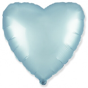 Сатин голубое фольгированное сердце 46 см
