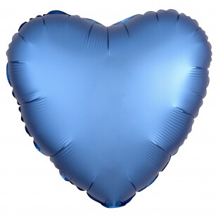Сатин синяя лазурь фольгированное сердце 46 см