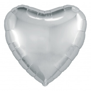 Серебряное фольгированное сердце 46 см