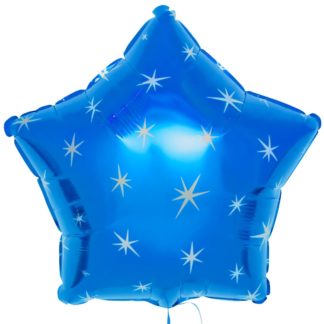 Фольгированная звезда 46 см, Искры, синий
