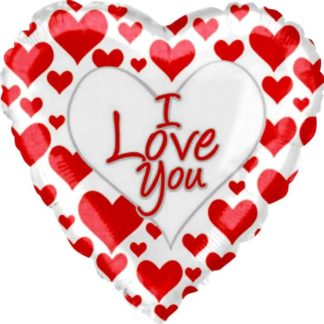 Фольгированное сердце 46 см, I love you (красные сердечки)