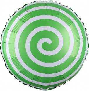 Фольгированный круг 46 см, Спираль (зелёный)