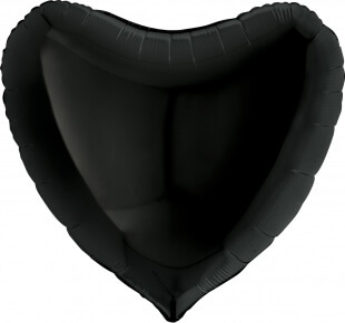 Чёрное фольгированное сердце, 91 см