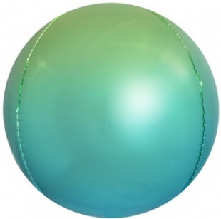 Фольгированная сфера 3D, 61 см, светло-зелёно-голубая