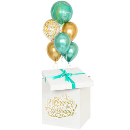 Коробка-сюрприз с воздушными шарами «Изумруд»