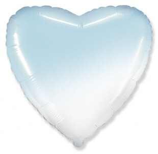 Голубой градиент фольгированное сердце 46 см
