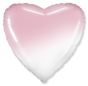 Розовый градиент фольгированное сердце 46 см