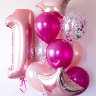 Розовые воздушные шары на годик девочке