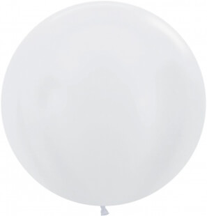 Латексный шар 76 см, белый, металлик