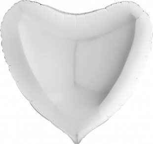 Белое фольгированное сердце, 91 см