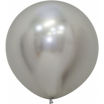 Латексный шар 61 см, хром, серебро