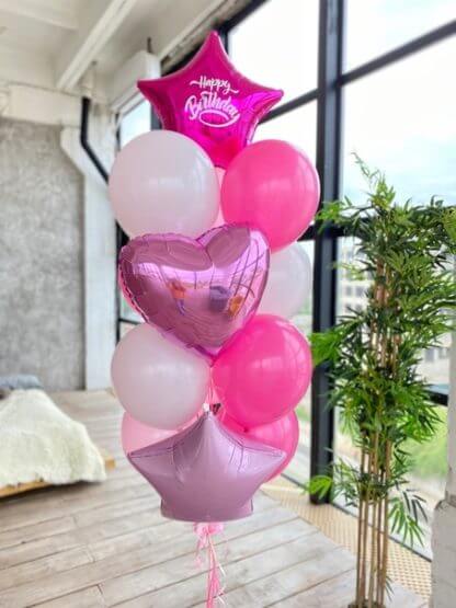 Шары воздушные малиновые розовые с надписью