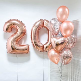 Набор шаров на 20 лет розовое золото