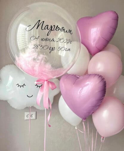 Набор шаров на выписку девочки розовые шары