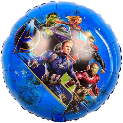 Фольгированный круг Герои Марвел, Мстители, синий, 46 см