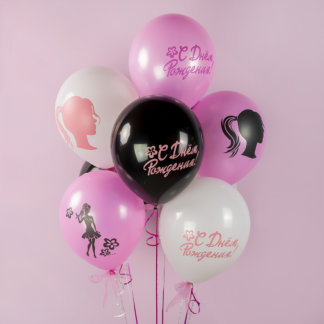 Фонтан из 10 шаров Барби, с днём рождения