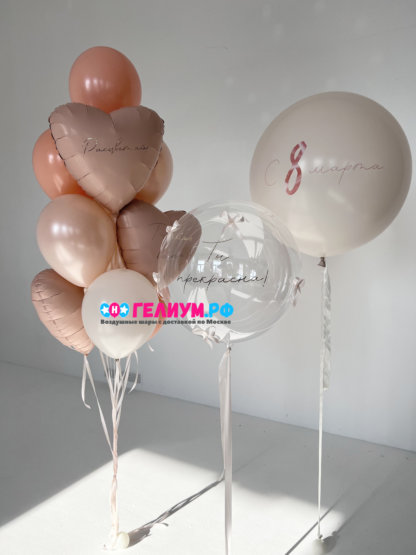 Воздушные шары на 8 марта с шар баблс с бантиками