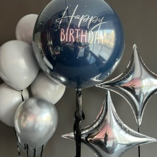 Набор шаров с гелием на день рождения серебро