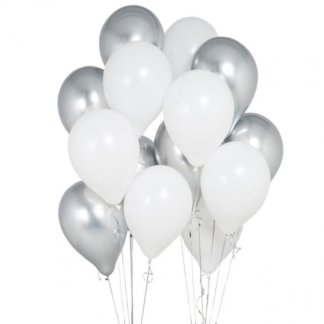 Воздушные шары белые и серебро