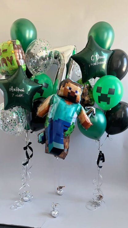 Воздушные шары Майнкрафт Minecraft с цифрой 7